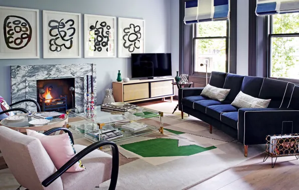 Дизайн, комната, Лондон, интерьер, камин, гостиная, Townhouse in London, Квартира на верхнем этаже в неофламандском …
