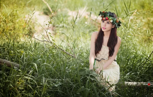 Девушка, поза, азиатка