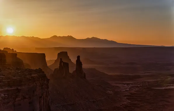 Солнце, скалы, каньон, национальный парк, Utah, Arches National Park