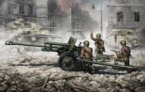 СССР, Артиллерия, ЗиС-3, Артиллеристы, Вооружённые силы СССР