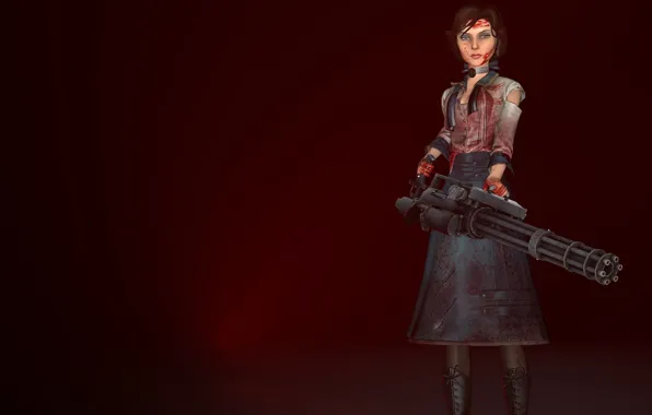 Девушка, Взгляд, Кровь, Миниган, Elizabeth, Элизабет, Minigun, M134