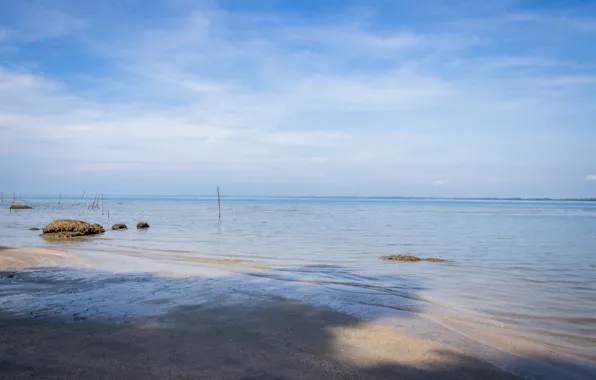 Beach, sea, white sand, malaysia, kuantan, blue sea