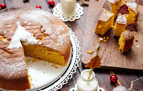 Шары, Рождество, пирог, выпечка