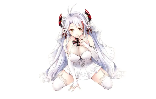 Girl, sexy, cleavage, thighhighs, long hair, dress, boobs, anime