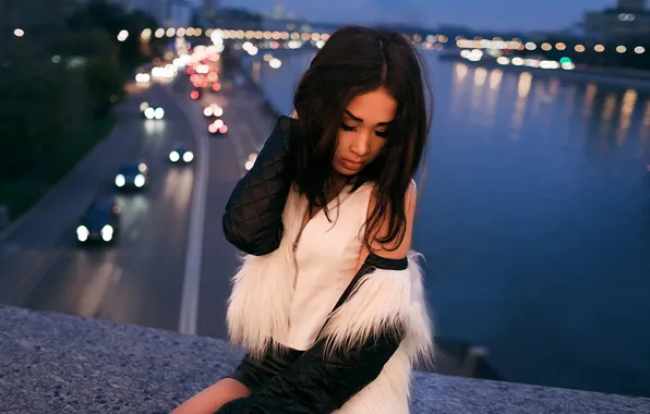 Картинка Girl, City, Model, Bridge, Hair, Ligth, Elvira, Scape