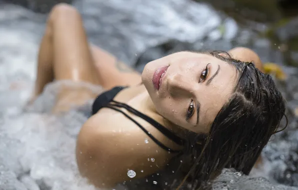 Вода, девушка, брызги, лицо, волосы, Kristin