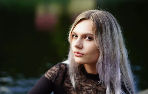 Взгляд, портрет, пирсинг, блондинка, Laura, Borodzicz Dariusz