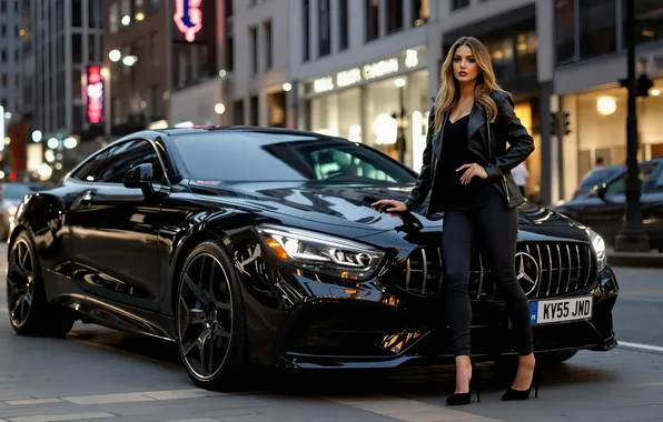 Mercedes-Benz, Girl, Car, AI Art, AI Generated