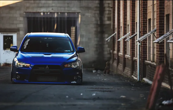 Синяя, Desktop, Mitsubishi, Lancer, Evolution, Автомобиль, Beautiful, Style