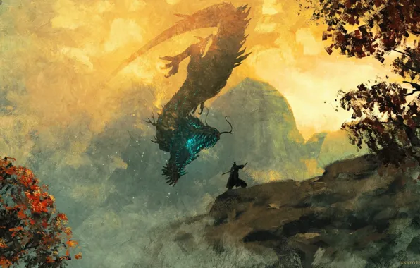 Дракон, воин, живопись, Sekiro, Sekiro: Shadows Die Twice
