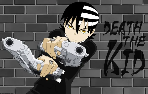 Стена, пистолеты, аниме, парень, Пожиратель душ, Soul Eater, Death the Kid