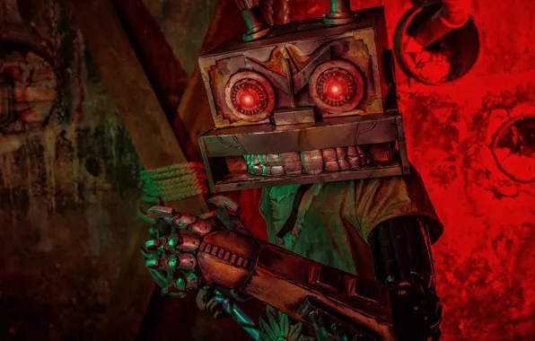 Фон, робот, руки, cyberpunk, косплей, cosplay, Ну погоди!, aka 412ART