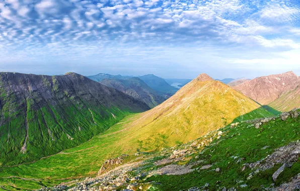 Облака, горы, природа, долина, панорама