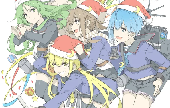 Девочки, рождество, аниме, Kantai Collection