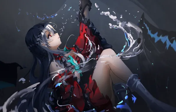 Вода, девушка, магия, Arknights, Skadi