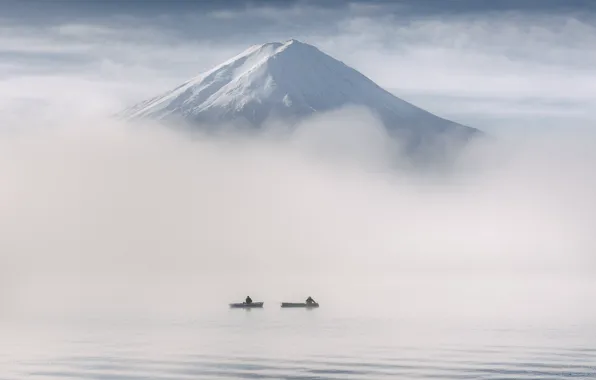 Japan, boats, fishermen, Yamanashi