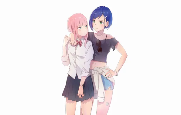Девушки, белый фон, ичиго, 002, Darling In The Frankxx, Милый во Франксе