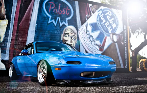 Синяя, mazda, blue, jdm, tuning, мазда, miata, миата