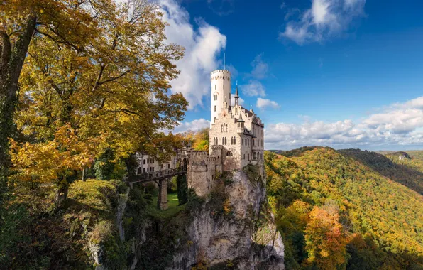 Горы, фото, замок, Германия, Lichtenstein, Schloss