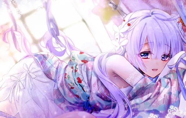 Girl, sexy, long hair, dress, anime, beautiful, purple eyes, pretty