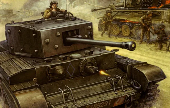 Война, рисунок, танк, Flames of War, Cromwell, MkVIII