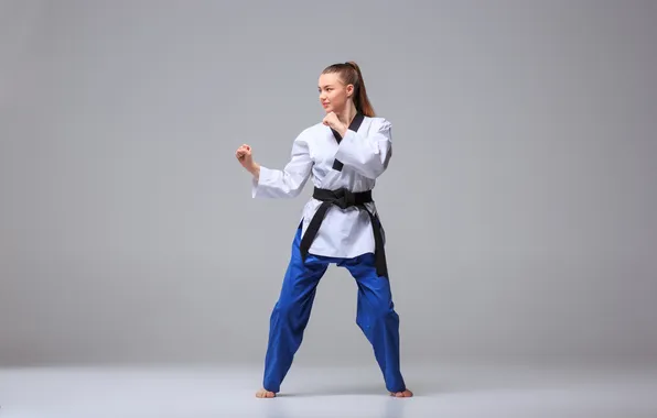 Картинка girl, black, belt, karate