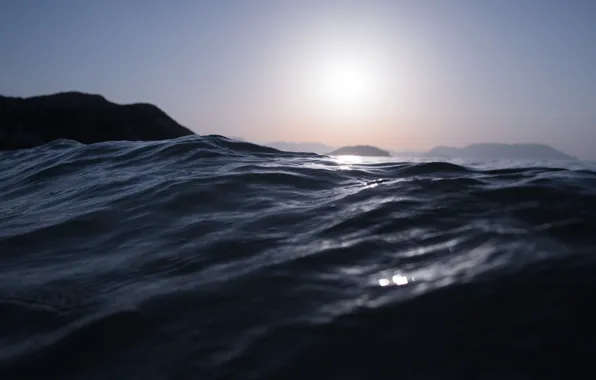 Море, вода, солнце, волна, утро, мгла