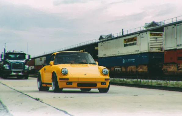 Авто, Желтый, Porsche, Машина, Porsche 911, Vintage, 1980, by Giacomo Geroldi