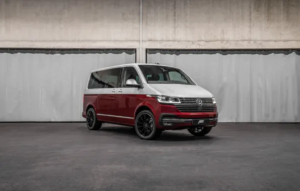 Volkswagen, Red, White, ABT, Minivan, Multivan, Bulli