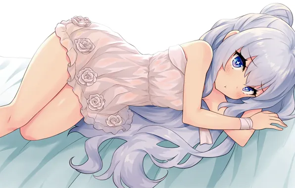 Girl, sexy, long hair, dress, anime, blue eyes, beautiful, pretty