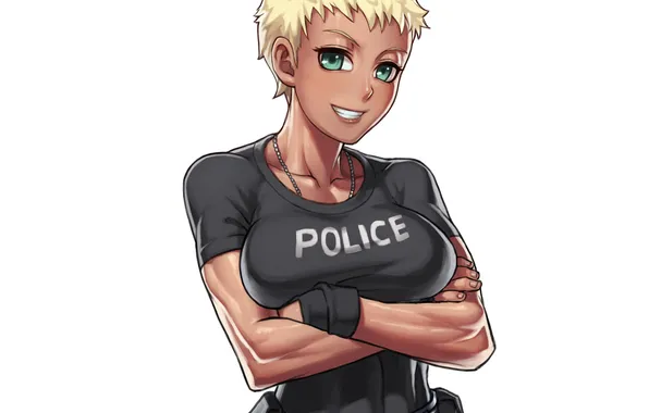 Картинка девушка, футболка, police, naomi anderson