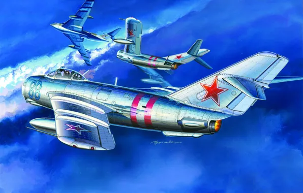 Картинка ВВС СССР, ОКБ Микояна и Гуревича, МиГ-17, Fresco, советский реактивный истребитель