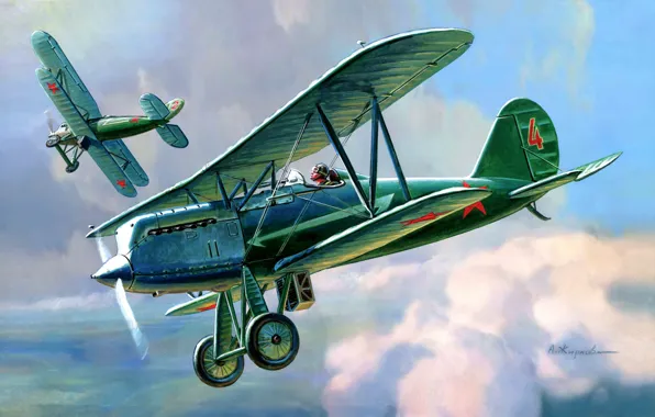 Картинка самолет, истребитель, советский, одноместный, конструктора, И-3, полутораплан, Н. Н. Поликарпова.