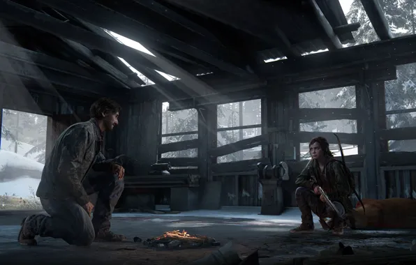 Sony, winter, the last of us, game art, Ellie Williams