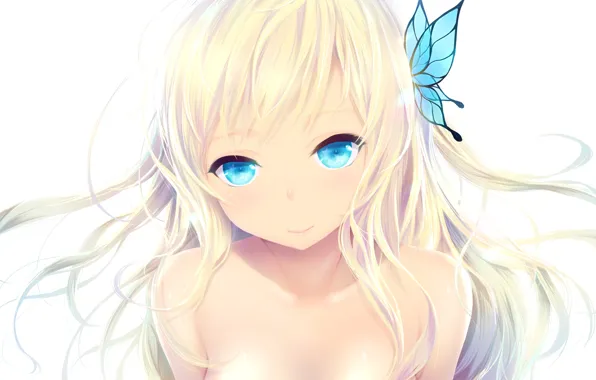 Девушка, лицо, блондинка, голубые глаза, anime, заколка, art, boku wa tomodachi ga sukunai