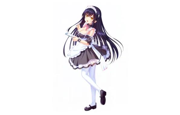 Girl, sexy, cleavage, thighhighs, long hair, dress, boobs, anime