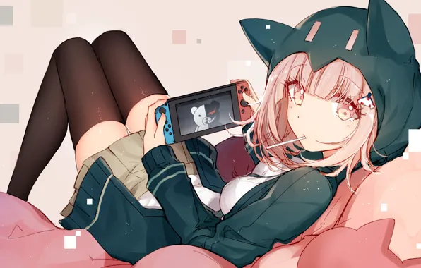 Девушка, Смартфон, Danganronpa, Школа отчаяния
