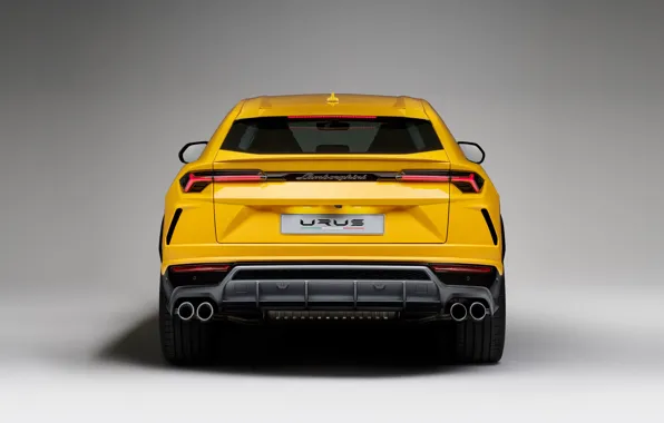 Lamborghini, вид сзади, yellow, 2018, Urus