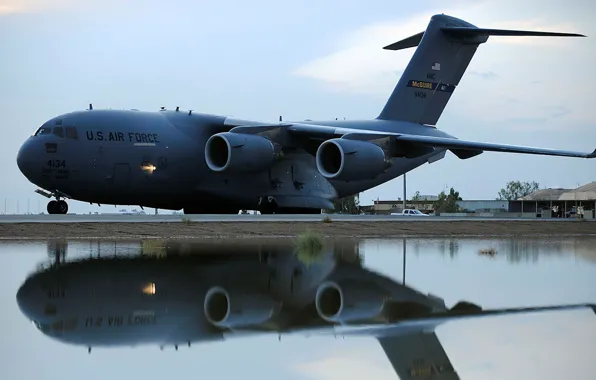 Отражение, Douglas, McDonnell, C-17, американский стратегический военно-транспортный самолёт, u.s. air force, Globemaster III