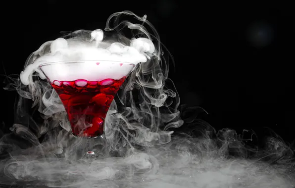 Red, drink, cocktail, dry-ice