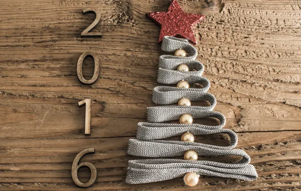 Дерево, праздник, звезда, елка, новый год, цифры, лента, ёлка