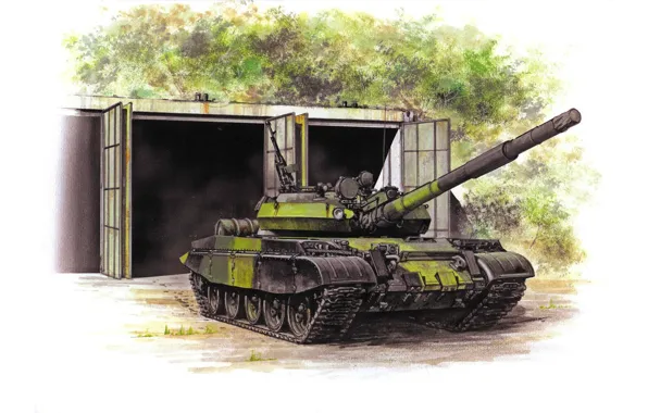 Рисунок, арт, советский средний танк, Т-62