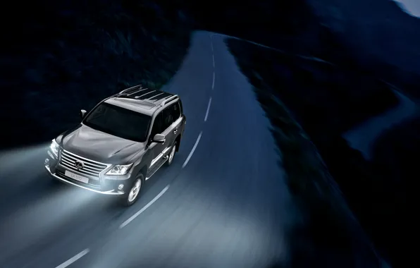 Машина, авто, ночь, джип, LEXUS_LX_570
