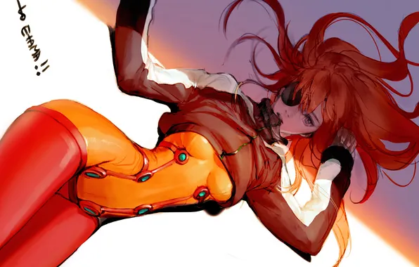 Эротика, взгляд, девушка, волосы, аниме, арт, костюм, Neon Genesis Evangelion