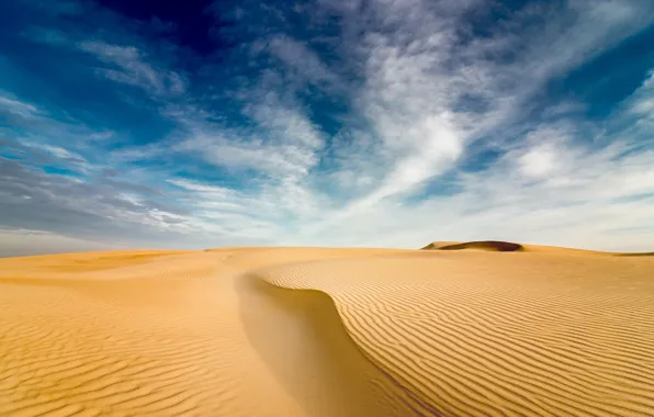 Картинка sand, desert, sky, clouds
