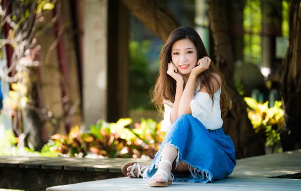 Девушка, азиатка, боке