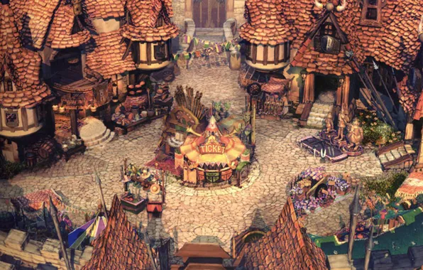 Улица, дома, крыши, деревня, Final Fantasy