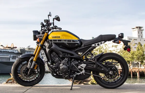 Мотоцикл, стоит, Yamaha, moto, колёса, Yamaha XSR900, городской мотоцикл