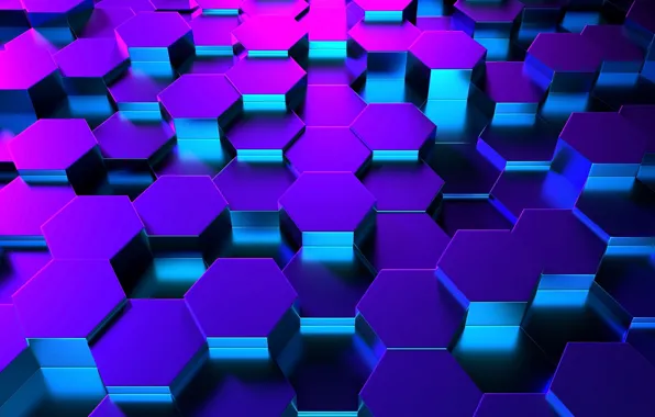 Картинка отражение, соты, неон, honeycomb, шестиугольники, neon, reflection, hexagons