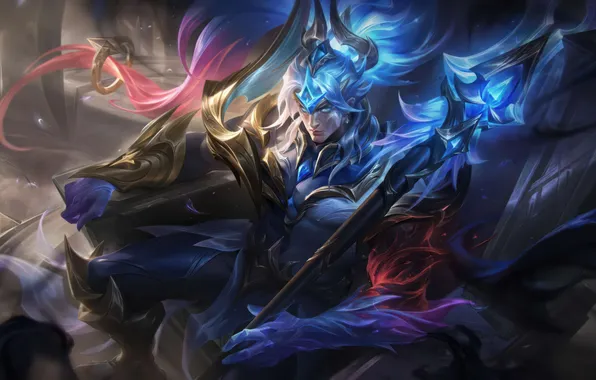 Магия, свечение, посох, game, character, персонаж, League of Legends, сидя